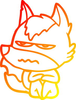 Bir insan tarafından çizilmiş kızgın bir kurdun sıcak çizgi çizimi.