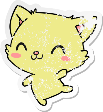 Bir insan tarafından çizilmiş sevimli kawaii kedisinin sıkıntılı çizgi film çizimi