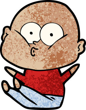 Bir insan tarafından çizilmiş kel bir adam.