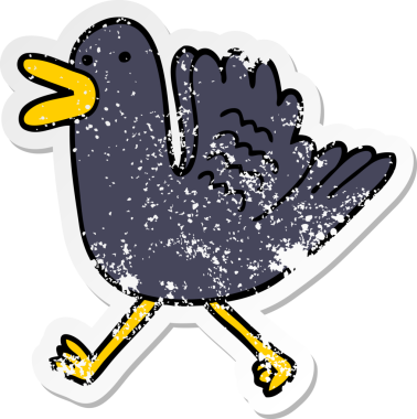 Bir insan tarafından çizilmiş bir ördeğin hüzünlü çıkartması.