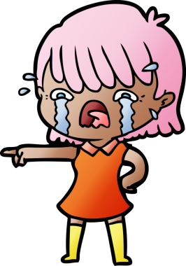 Bir insan tarafından çizilmiş ağlayan çizgi film kızı.