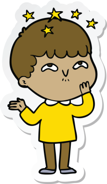 Bir insan tarafından çizilmiş bir karikatür çıkartması.