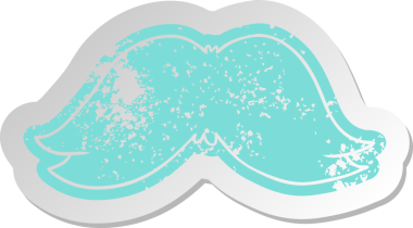 Bir insanın çizdiği bıyıklı adamın sıkıntılı eski çizgi film çıkartması.