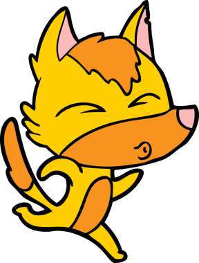 Bir insan tarafından çizilmiş tilki çizgi film karakteri