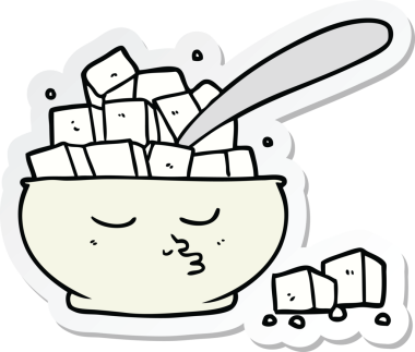 Bir insan tarafından çizilmiş karikatür şeker kasesinin çıkartması.