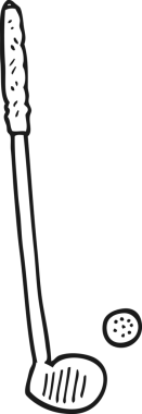 Bir insan tarafından çizilmiş siyah beyaz golf sopası.