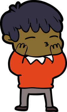 Bir insan tarafından çizilmiş meraklı bir çocuk.