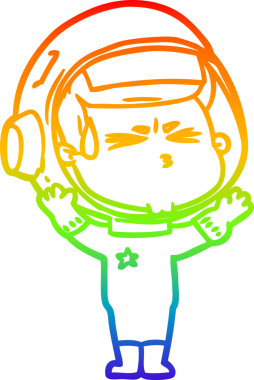 Bir insan tarafından çizilen gökkuşağı gradyan çizimi stresli astronot