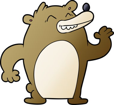 Bir insan tarafından çizilmiş çizgi film ayısı.