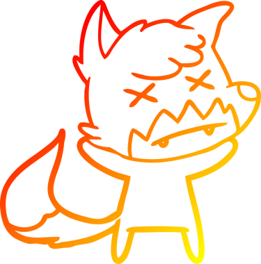 Bir insan tarafından çizilmiş şaşı gözlü tilki çizgi çizimi.