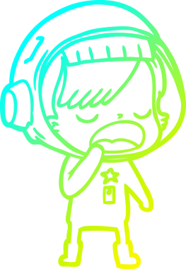 Bir insan tarafından çizilmiş soğuk gradyan çizgili astronot kadın çizimi.