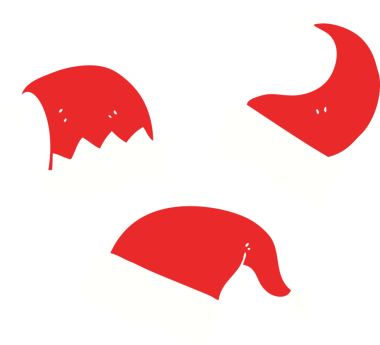 Bir insan tarafından çizilmiş noel şapkalarının düz renk çizimi