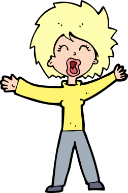 Bir insan tarafından çizilmiş karikatür kadın bağırıyor.