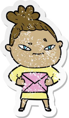 Bir insan tarafından çizilmiş karikatür bir kadının sıkıntılı çıkartması.