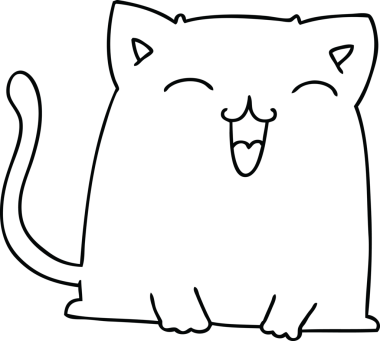 Bir insan tarafından çizilmiş garip çizgi film kedisi.