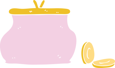 Bir insan tarafından çizilen cüzdanın düz renk çizimi