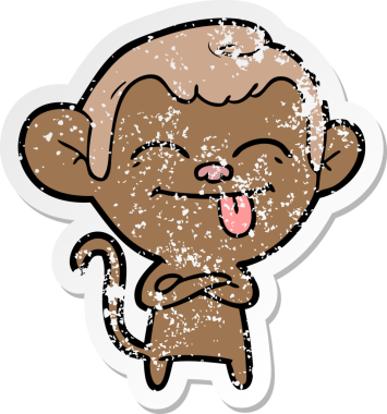 Bir insan tarafından çizilmiş komik bir maymunun sıkıntılı çıkartması.