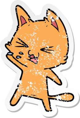 Bir insan tarafından çizilmiş bir çizgi film kedisinin sıkıntılı çıkartması.