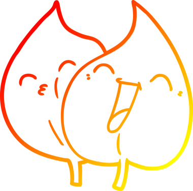 Bir insan tarafından çizilen komik çizgi film yapraklarının sıcak gradyan çizgileri