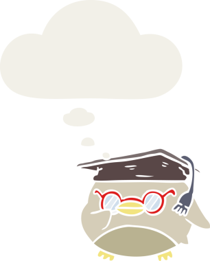 insan tarafından çizilmiş düşünce baloncuklu akıllı kuş.