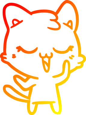 Bir insan tarafından çizilmiş mutlu çizgi film kedisinin sıcak çizgi çizgisi.