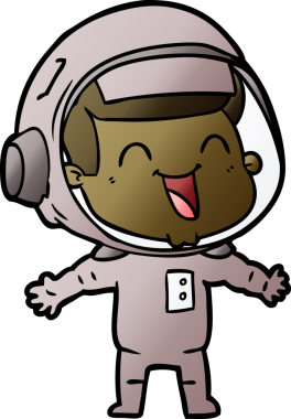 Bir insan tarafından çizilmiş mutlu astronot çizgi filmi.