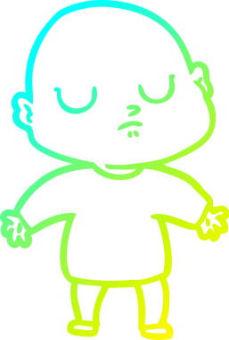 Bir insan tarafından çizilmiş kel bir adamın soğuk çizgi çizimi.