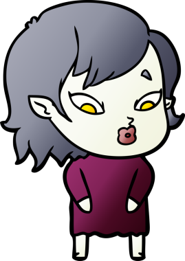 Bir insan tarafından çizilmiş şirin vampir kız çizgi filmi.