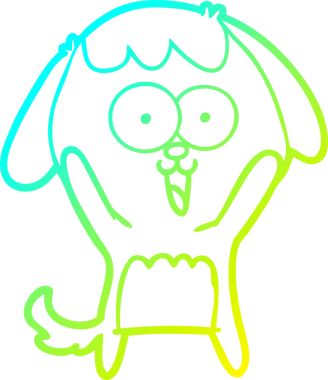 Bir insan tarafından çizilmiş şirin bir çizgi köpeğin soğuk gradyan çizgisi.