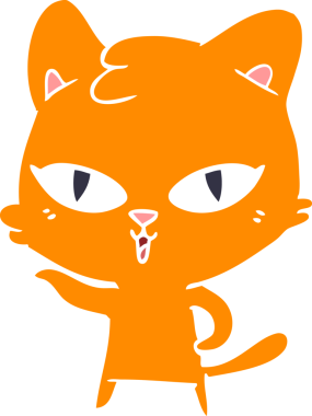 Bir insan tarafından çizilmiş düz renkli çizgi film kedisi