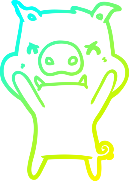 Bir insan tarafından çizilmiş kızgın çizgi film domuzu çizimi.