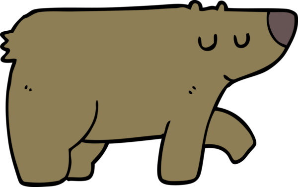 Bir insan tarafından çizilmiş çizgi film ayısı.