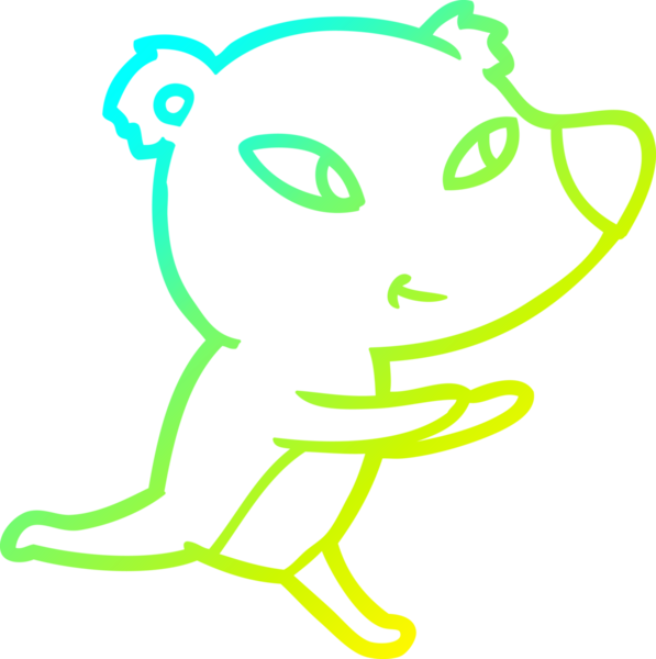 Bir insan tarafından çizilmiş şirin bir çizgi film ayısının soğuk gradyan çizgisi.