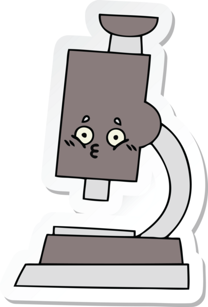 Bir insan tarafından çizilmiş şirin bir mikroskop etiketi.