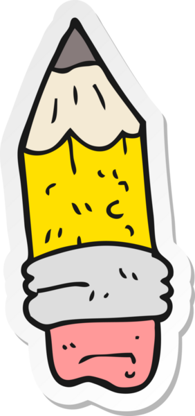 Bir insan tarafından çizilmiş karikatür kalem izinin etiketi.