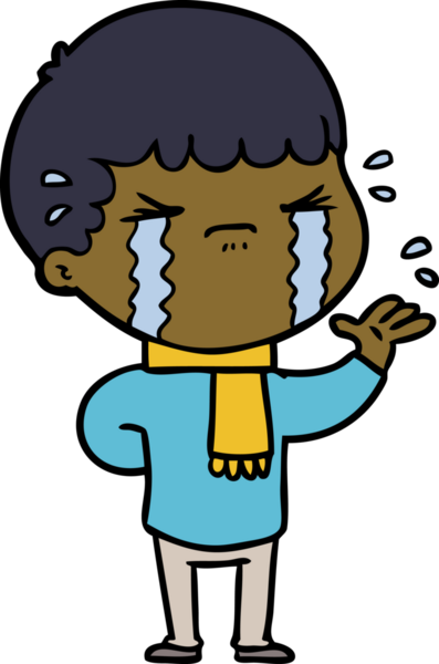 Bir insan tarafından çizilmiş ağlayan çizgi film adamı.