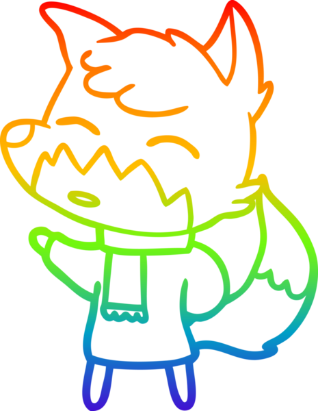 gökkuşağı gradyanı çizimi bir insan tarafından çizilmiş tilki çizgi filmi