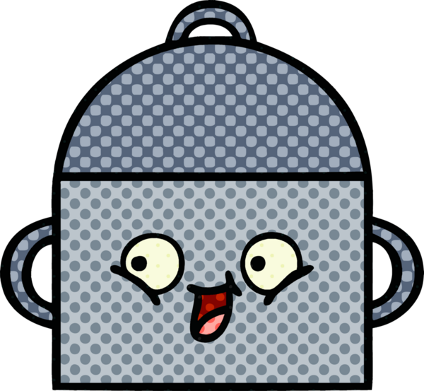 Bir insan tarafından çizilmiş yemek tenceresinin çizgi romanı.