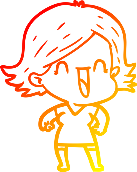 Bir insan tarafından çizilmiş mutlu bir kadının çizgi çizimi.