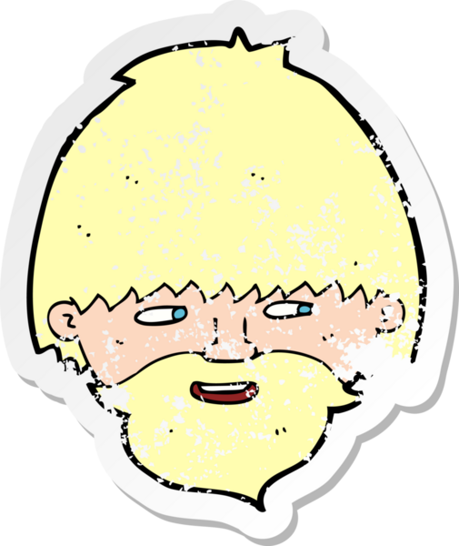 Bir insan tarafından çizilmiş sakallı bir karikatür çıkartması.