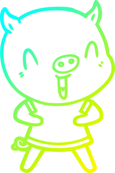 Bir insan tarafından çizilmiş mutlu çizgi film domuzu çizimi.