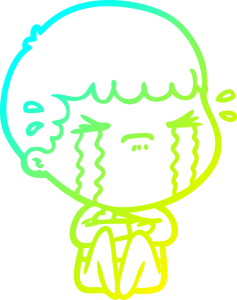 Bir insan tarafından çizilmiş ağlayan bir çizgi film karakteri çizimi.