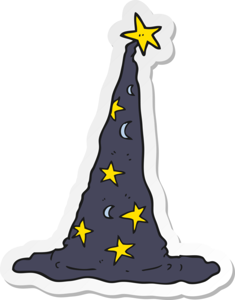 Bir insan tarafından çizilmiş bir çizgi film sihirbazı şapkasının çıkartması.