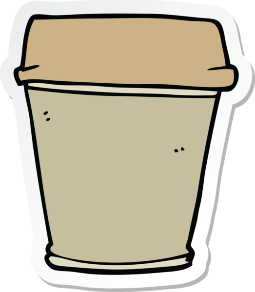 Çizgi film çıkartması. Bir insan tarafından çizilmiş kahveyi çıkar.