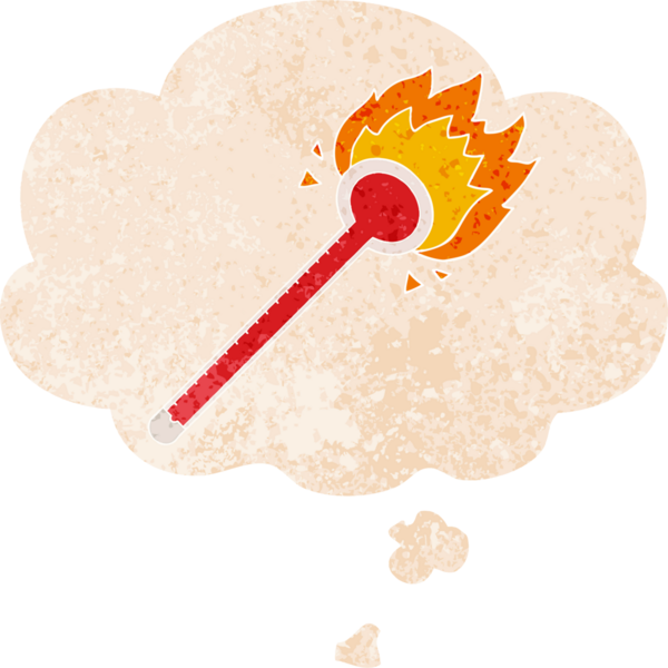 grunge 'da düşünce baloncuğu olan karikatür termometresi bir insan tarafından çizilmiş sıkıntılı retro desen biçimi