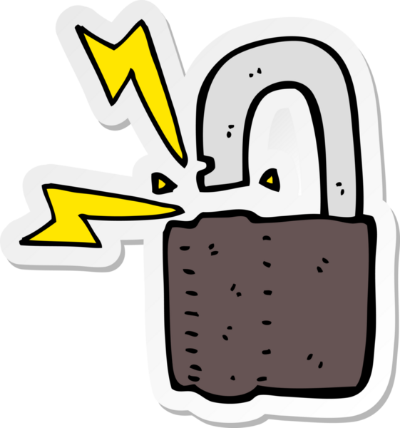 Bir insan tarafından çizilmiş asma kilit sembolünün çıkartması.