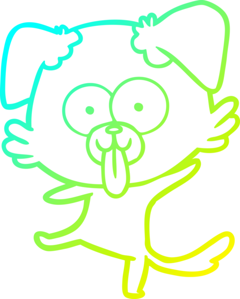 Bir insan tarafından çizilmiş komik çizgi film köpeğinin soğuk gradyan çizimi