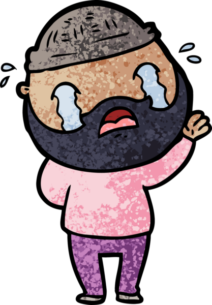 Çizgi film sakallı adam bir insan tarafından çizilmiş ağlıyor.