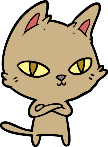 Bir insan tarafından çizilmiş çizgi film kedisi.