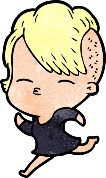 Bir insan tarafından çizilmiş şaşı çizgi film kızı.